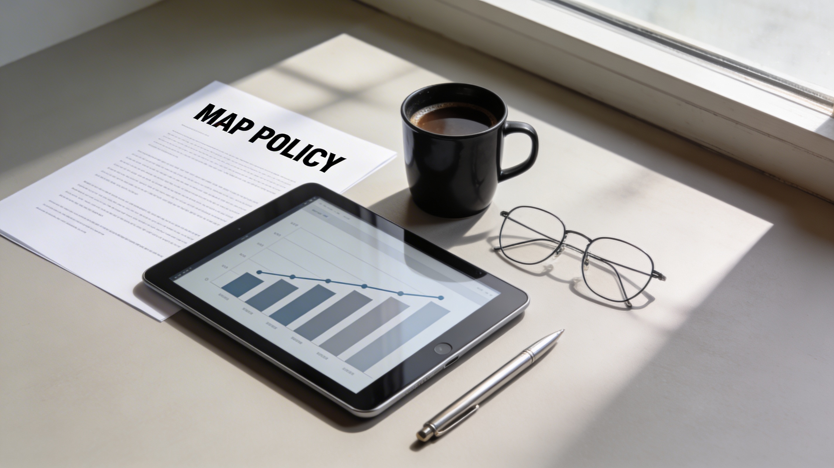 MAP Policy document and pricing analytics on a tablet